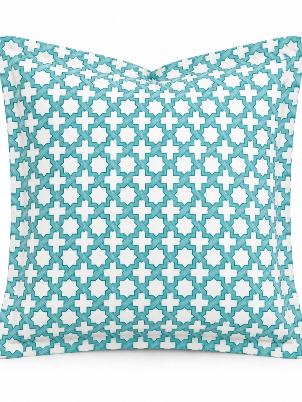 Trina Turk Aqua Teal Geometric Trellis Quilted Euro Shams (Set of 4)